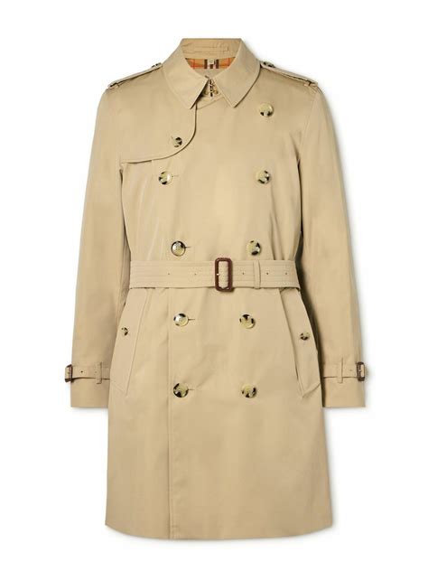 Burberry Double Breasted Cotton Gabardine Trench Coat